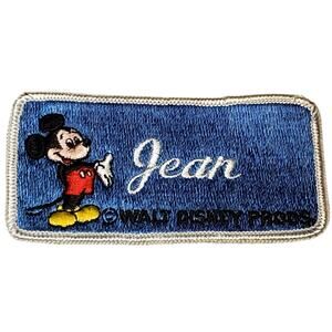 Vintage Blue Mickey Mouse Name Patch Jean Walt Disney Productions 4"
